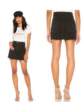 Agolde‎ Black Distressed Denim Mini Skirt